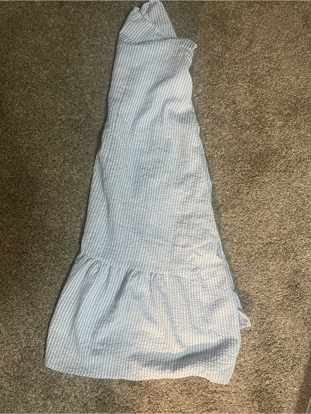 Light Blue Striped Ruffle Hem Women’s Skirt